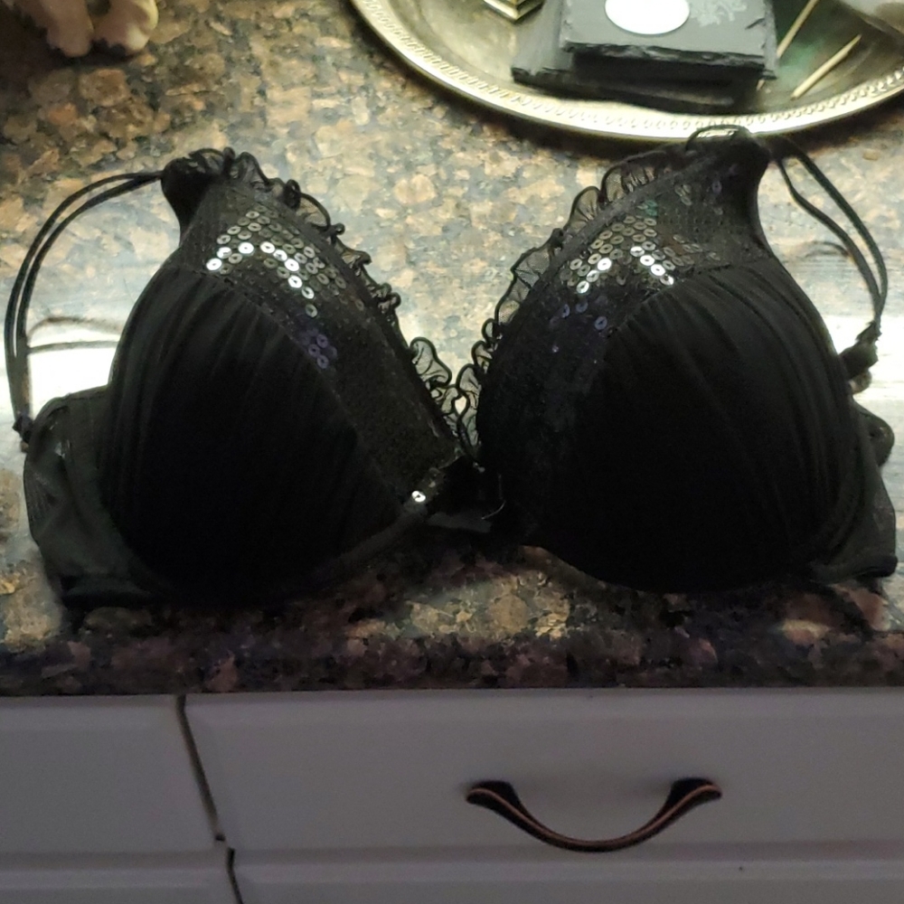 Black Sequined Bra